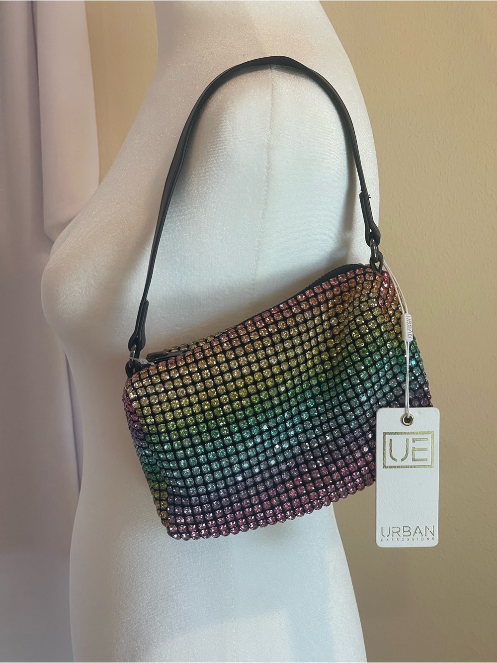 Urban Expressions Rainbow Rhinestone Bag NWT Small Shoulder Y2K Club Party NWT